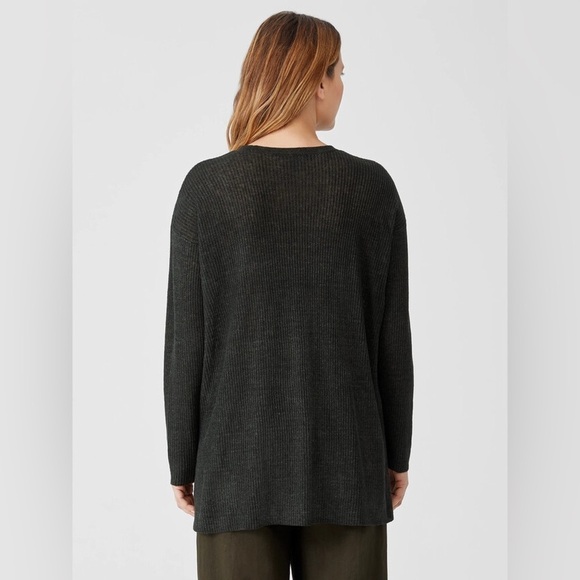 Eileen Fisher Organic Linen Delave Crew Neck Top Long Sleeve Size XS - Picture 3 of 9